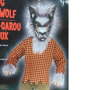 Werewolf Halloween Costume 8/10 Big Bad Wolf Raging 2 Pc Gray Shirt & Head Mask